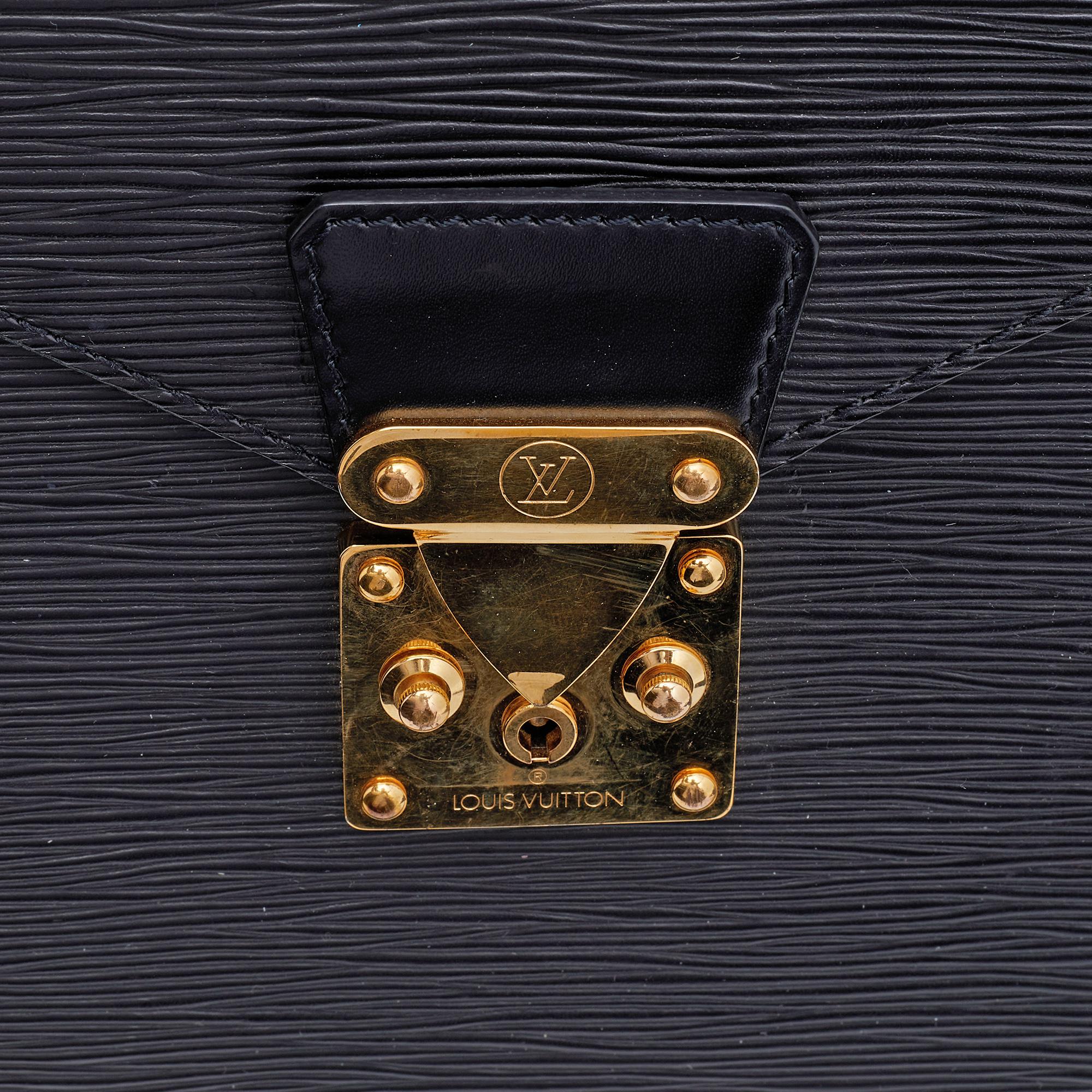 Women's Louis Vuitton Black Epi Leather Serviette Conseiller Business Briefcase