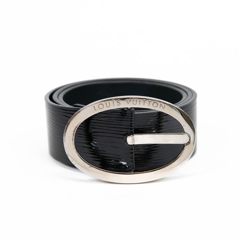 Louis Vuitton Black Epi Leather Silver Buckle Belt 80/32 For  display picture 1
