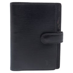 Petit portefeuille Agenda Louis Vuitton en cuir épi noir