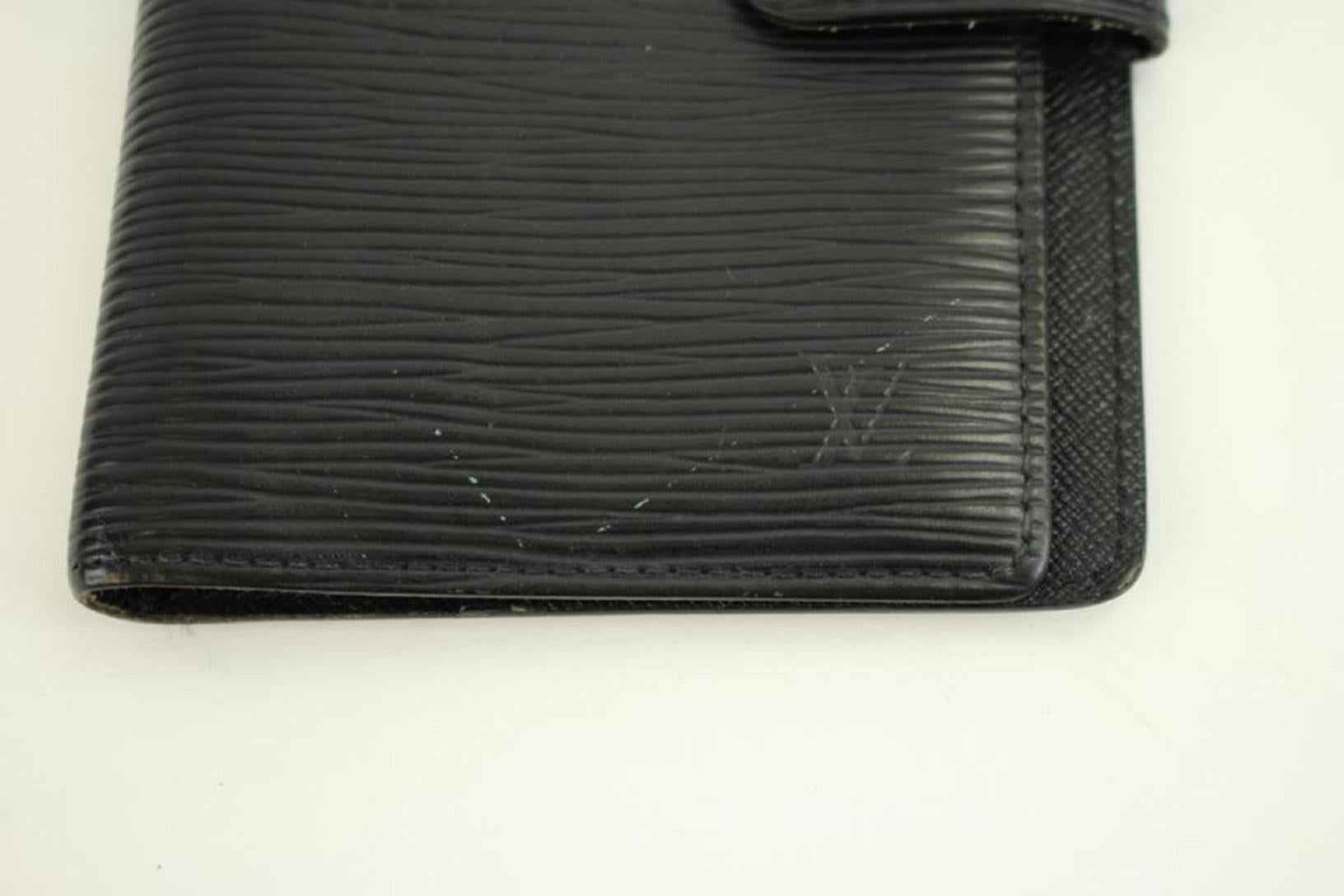 Louis Vuitton Black Epi Leather Small Ring Agenda PM Notebook Cover 86038 For Sale 7