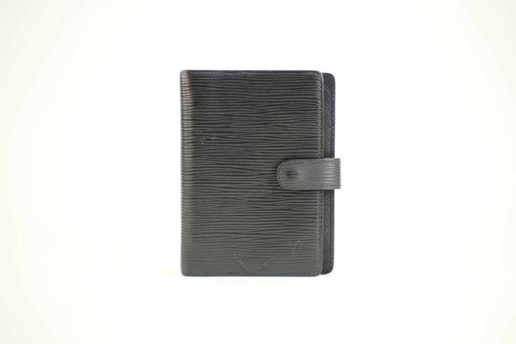 Louis Vuitton Black Epi Leather Small Ring Agenda PM Notebook Cover 86038 For Sale 2