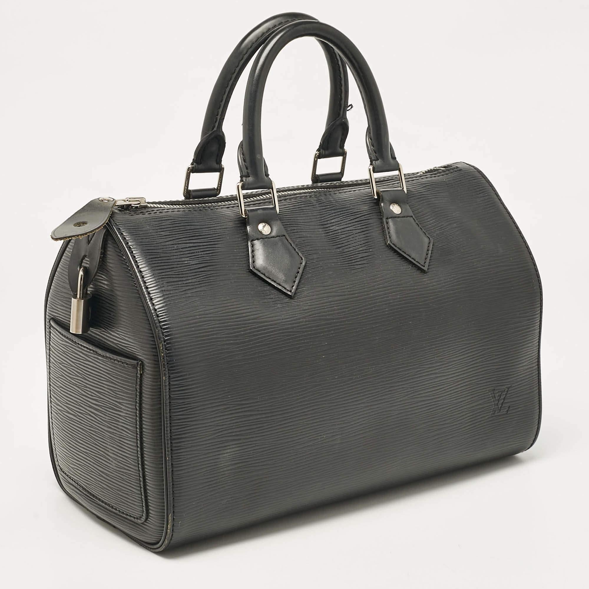 Nero Borsa Speedy 25 di Louis Vuitton in pelle di Epi nera