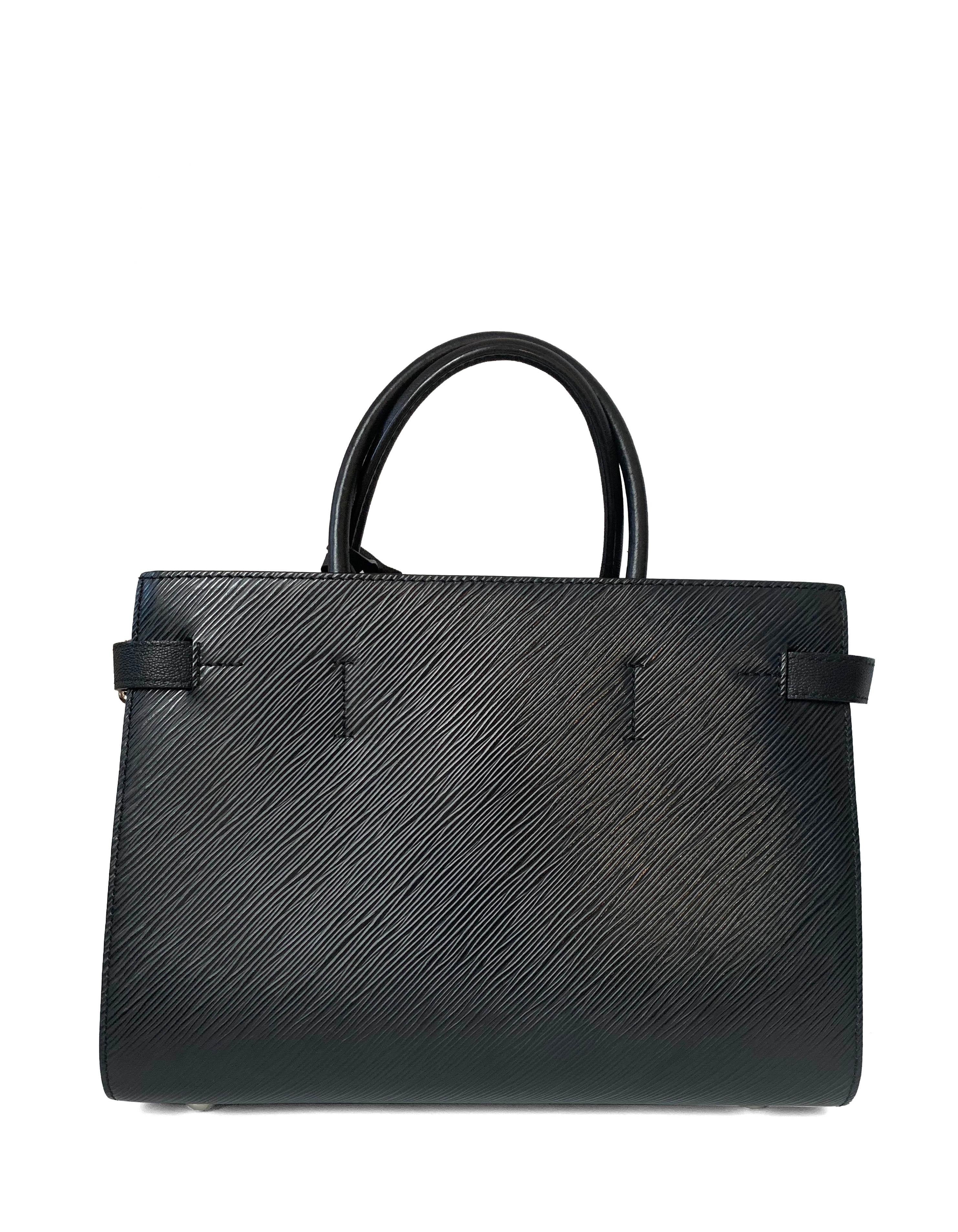 Women's Louis Vuitton Black Epi Leather Twist Lock Tote Bag w/ Shoulder Strap rt. $3, 450