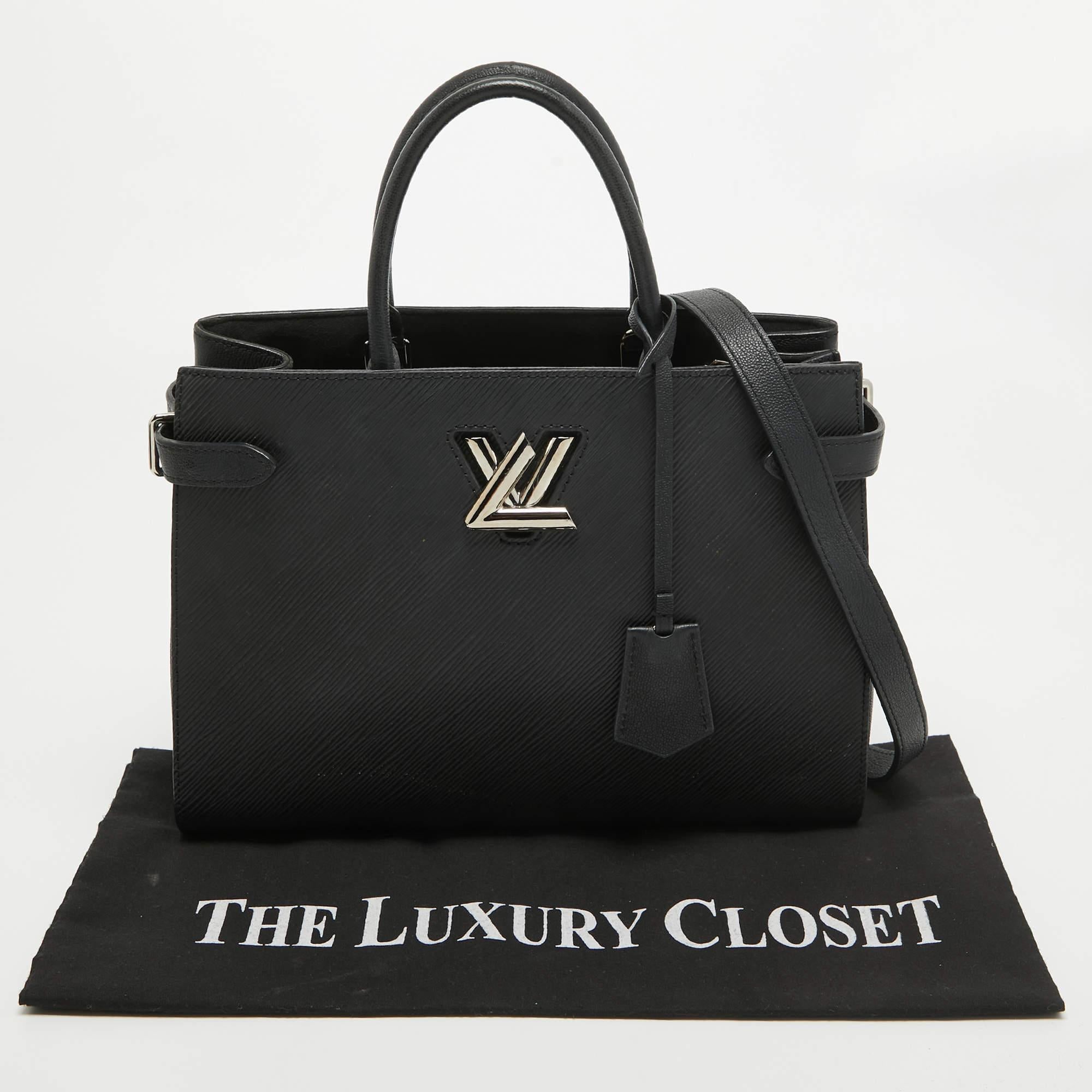 Louis Vuitton Black Epi Leather Twist Tote Bag For Sale 14