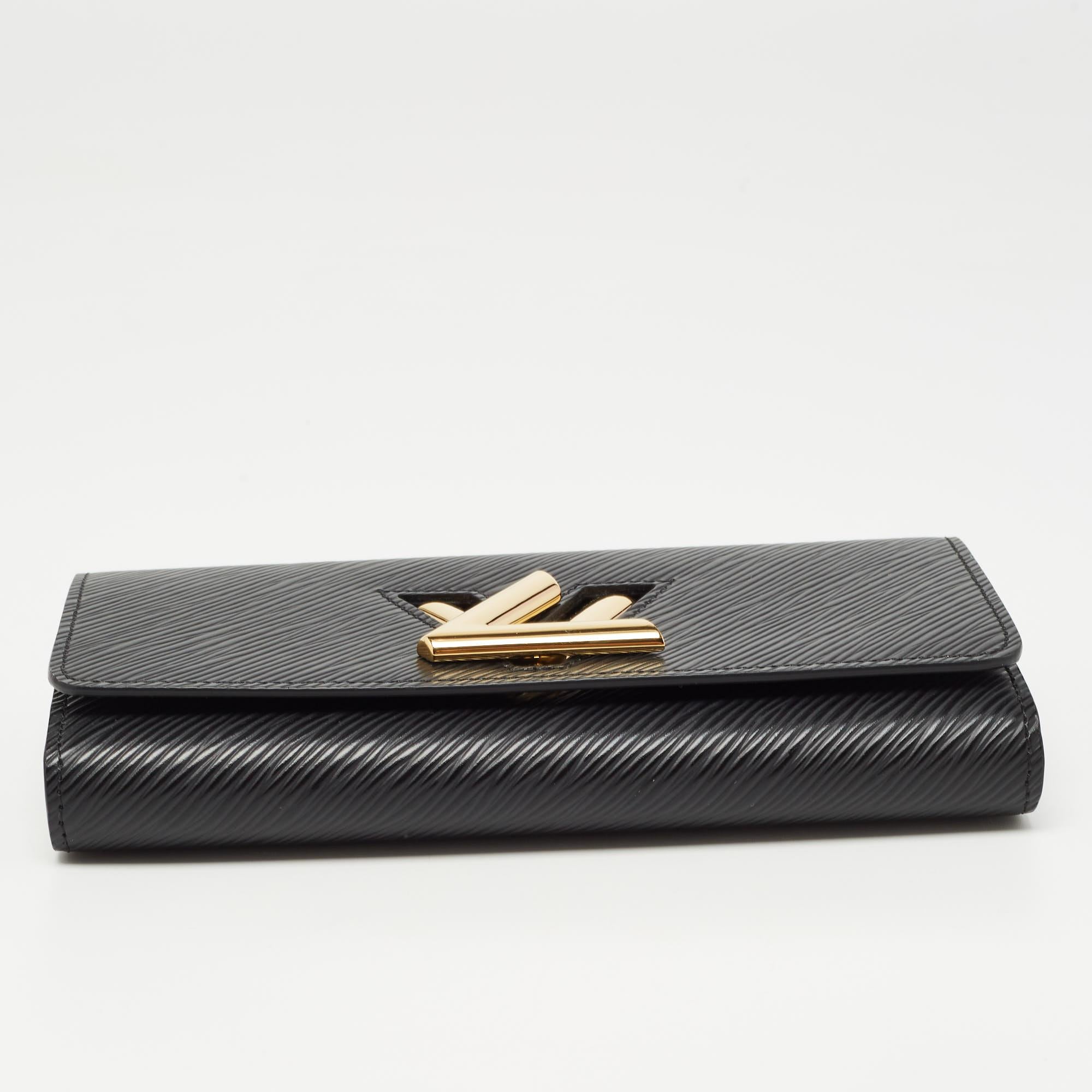 Women's Louis Vuitton Black Epi Leather Twist Wallet For Sale