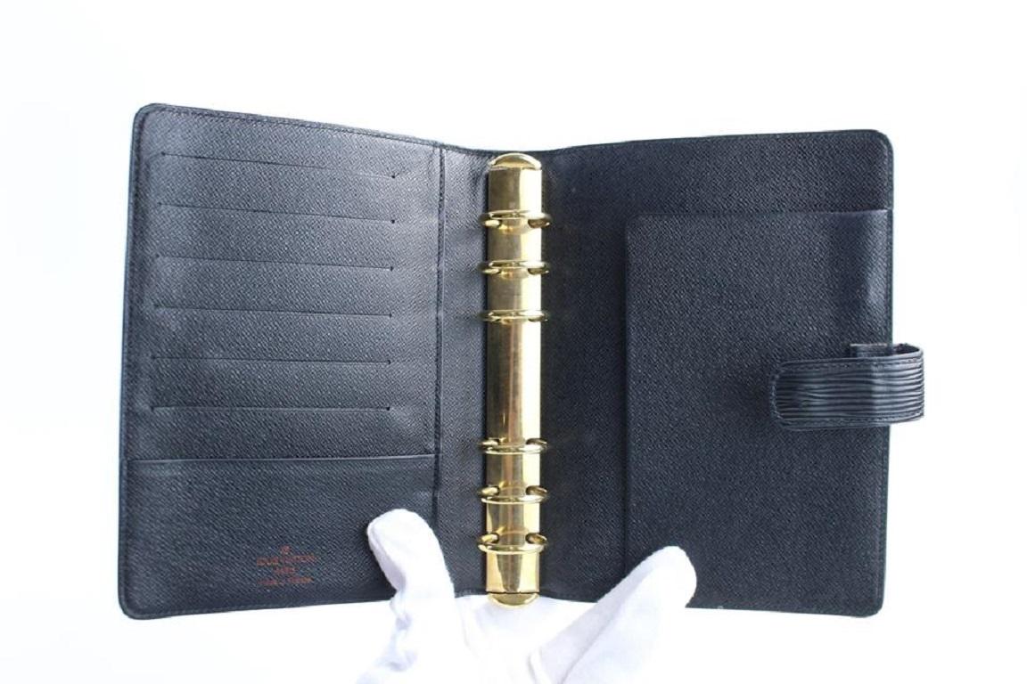 Louis Vuitton Black Epi Noir Agenda MM 213418 In Good Condition In Dix hills, NY