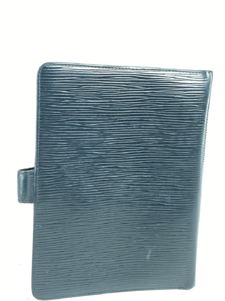 Louis Vuitton Black Epi Noir Medium Ring Agenda Mm 13l618 Wallet For Sale 3