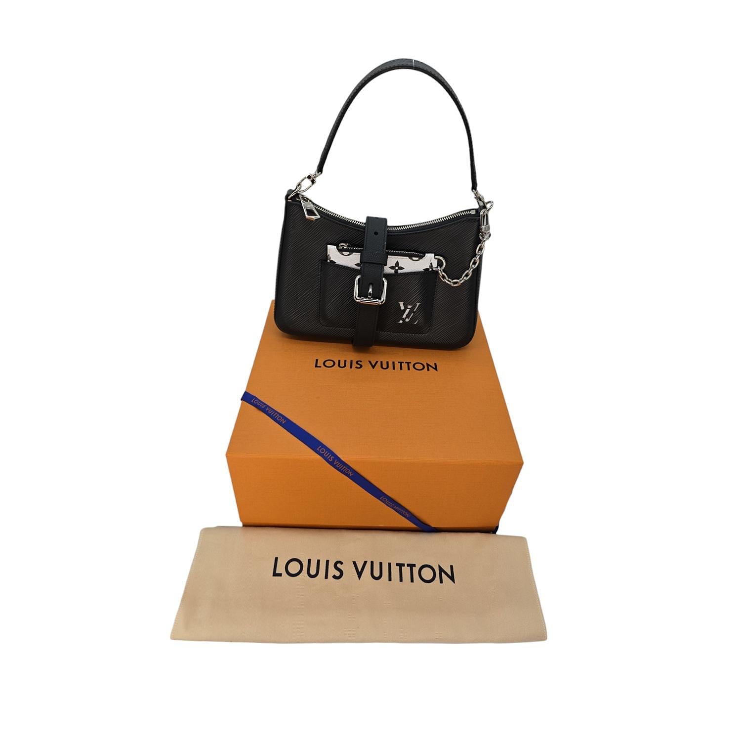 Louis Vuitton Black Epi Pochette Marelle poignée supérieure baguette en vente 5