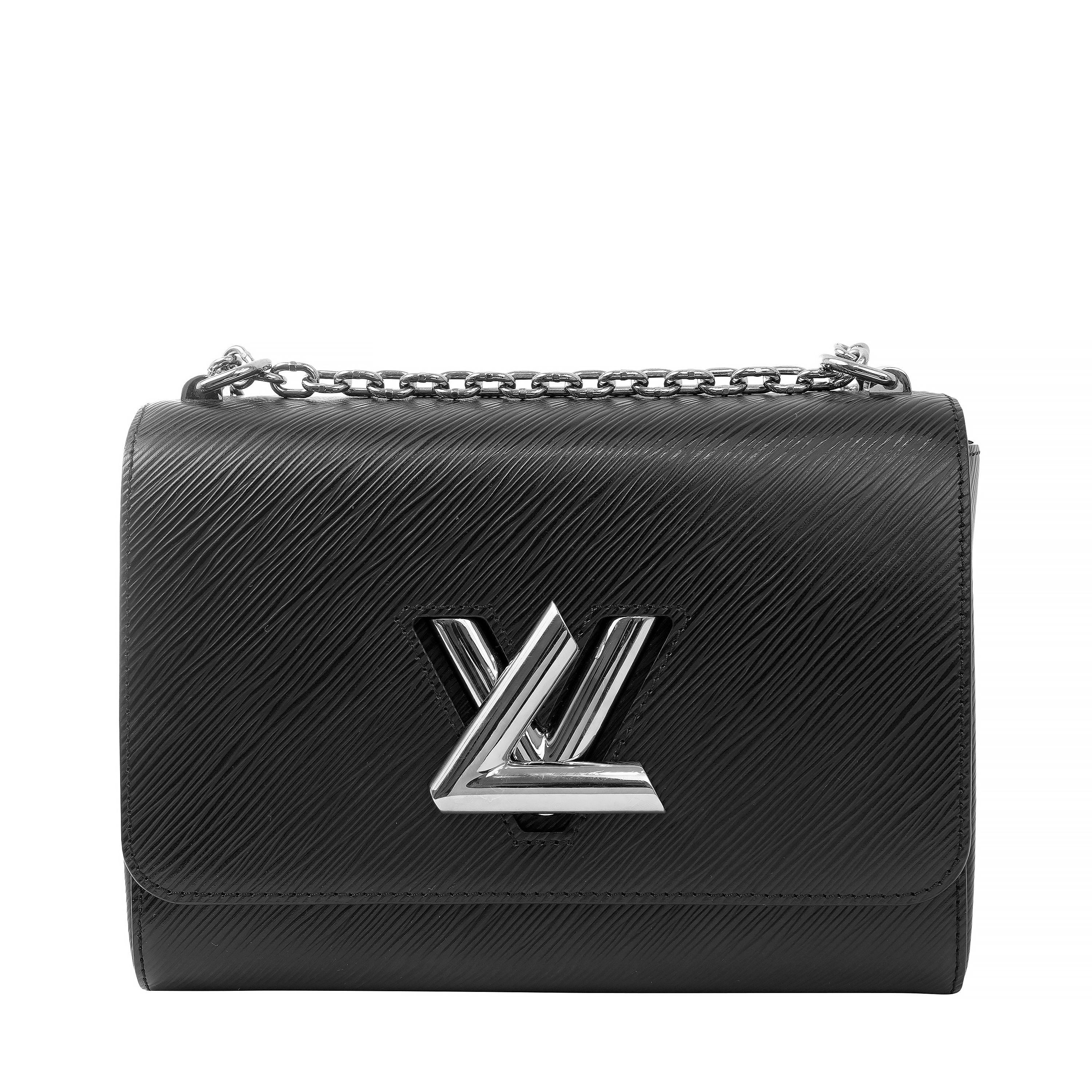 Women's Louis Vuitton Black Epi Twist MM Crossbody Bag with Silver Hardware For Sale