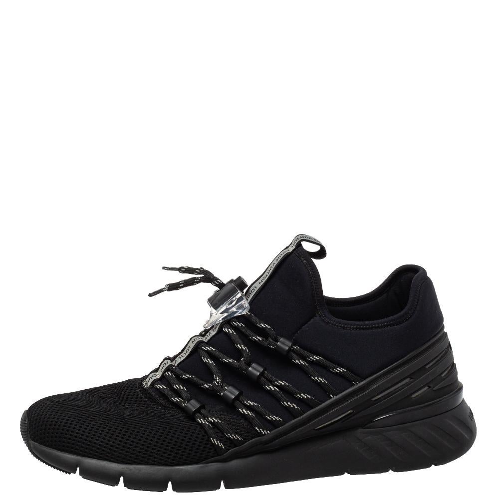 Don't these Fastlane sneakers from Louis Vuitton look absolutely stylish and sporty? Crafted from a combination of mesh and fabric, these black sneakers feature simple tie-ups and come equipped with comfortable leather-lined insoles and tough rubber