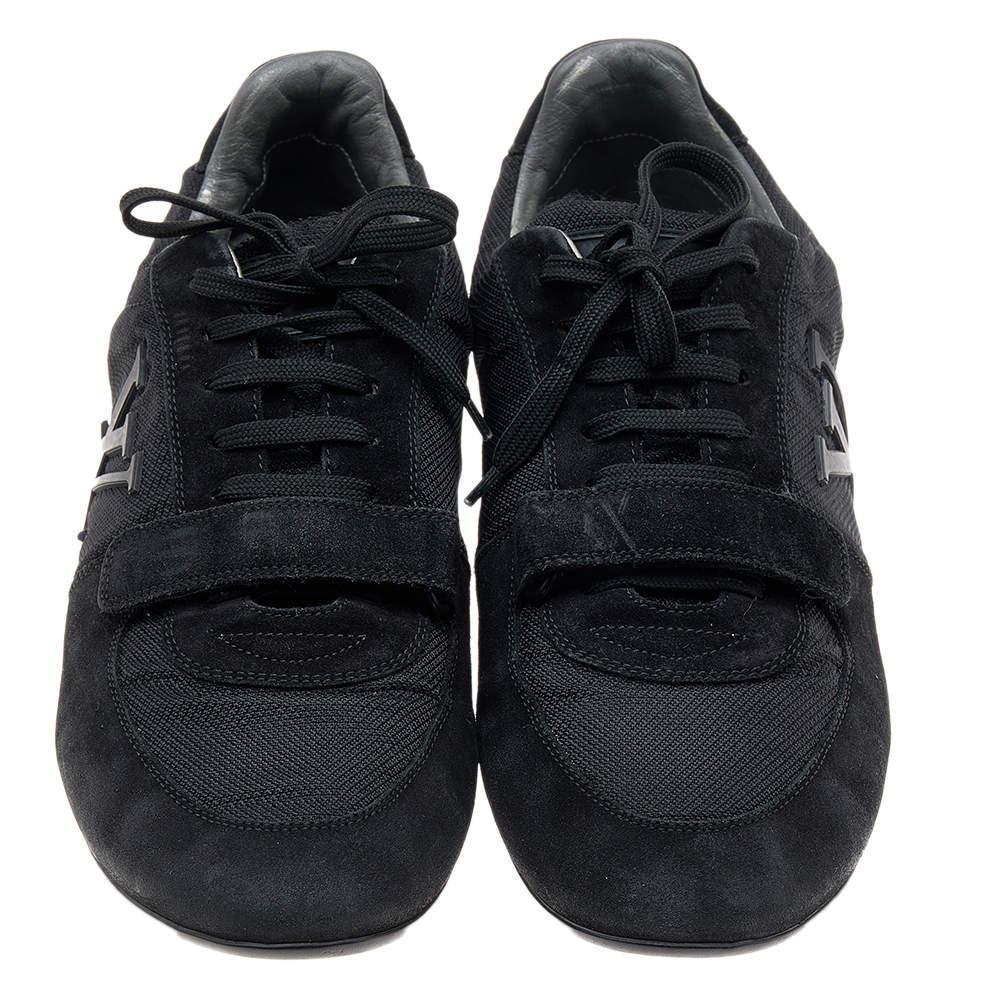 Louis Vuitton Black Fabric And Suede Low Top Sneakers Size 43 In Fair Condition For Sale In Dubai, Al Qouz 2