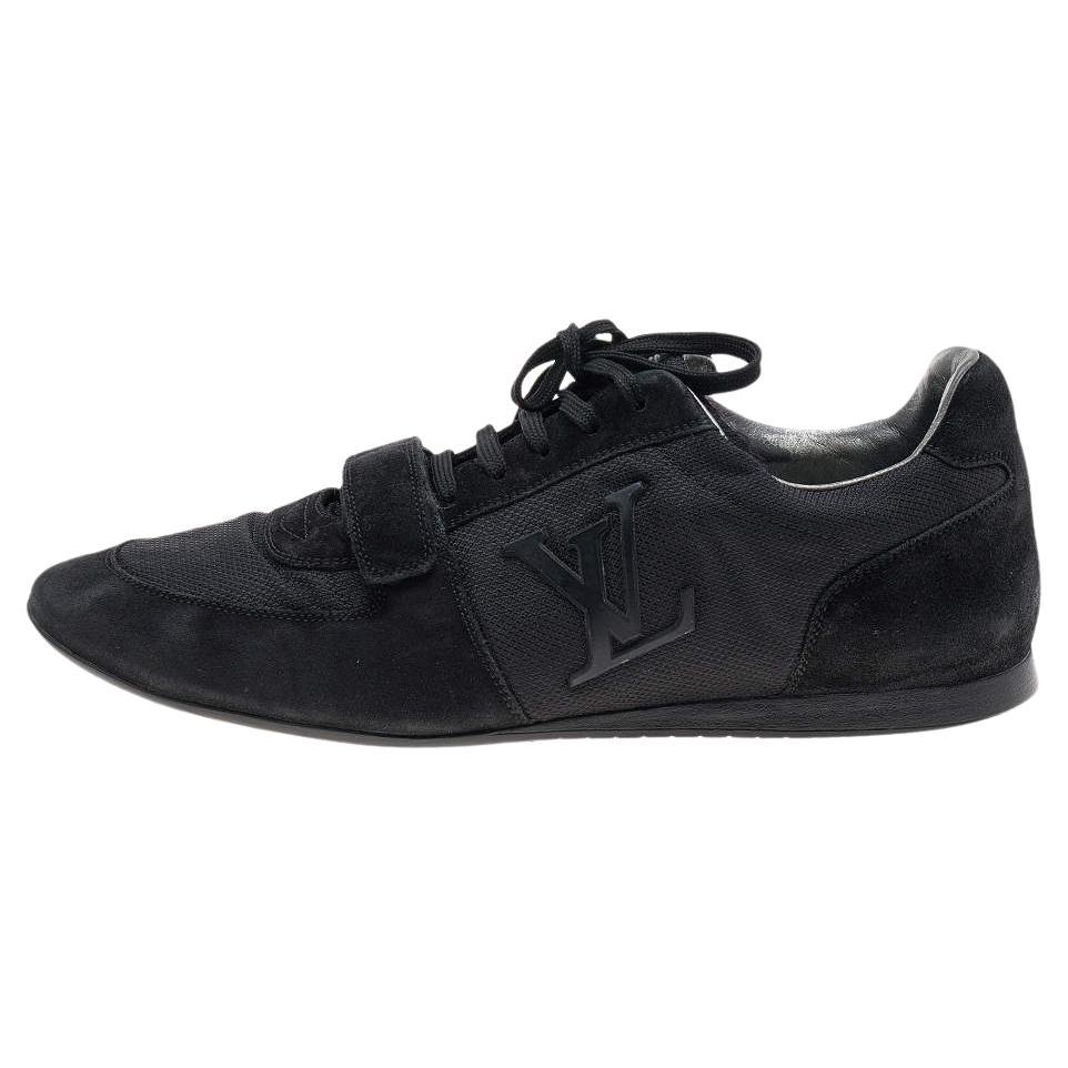 Louis Vuitton Black Fabric And Suede Low Top Sneakers Size 43 For Sale