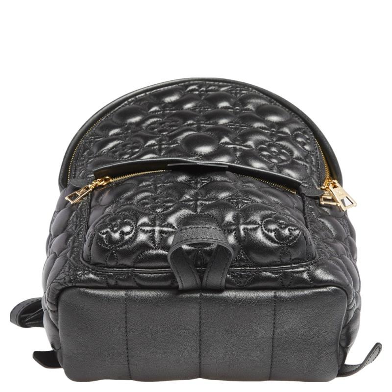 Louis Vuitton Black Flower Malletage Leather Palm Springs PM Backpack In Good Condition In Dubai, Al Qouz 2