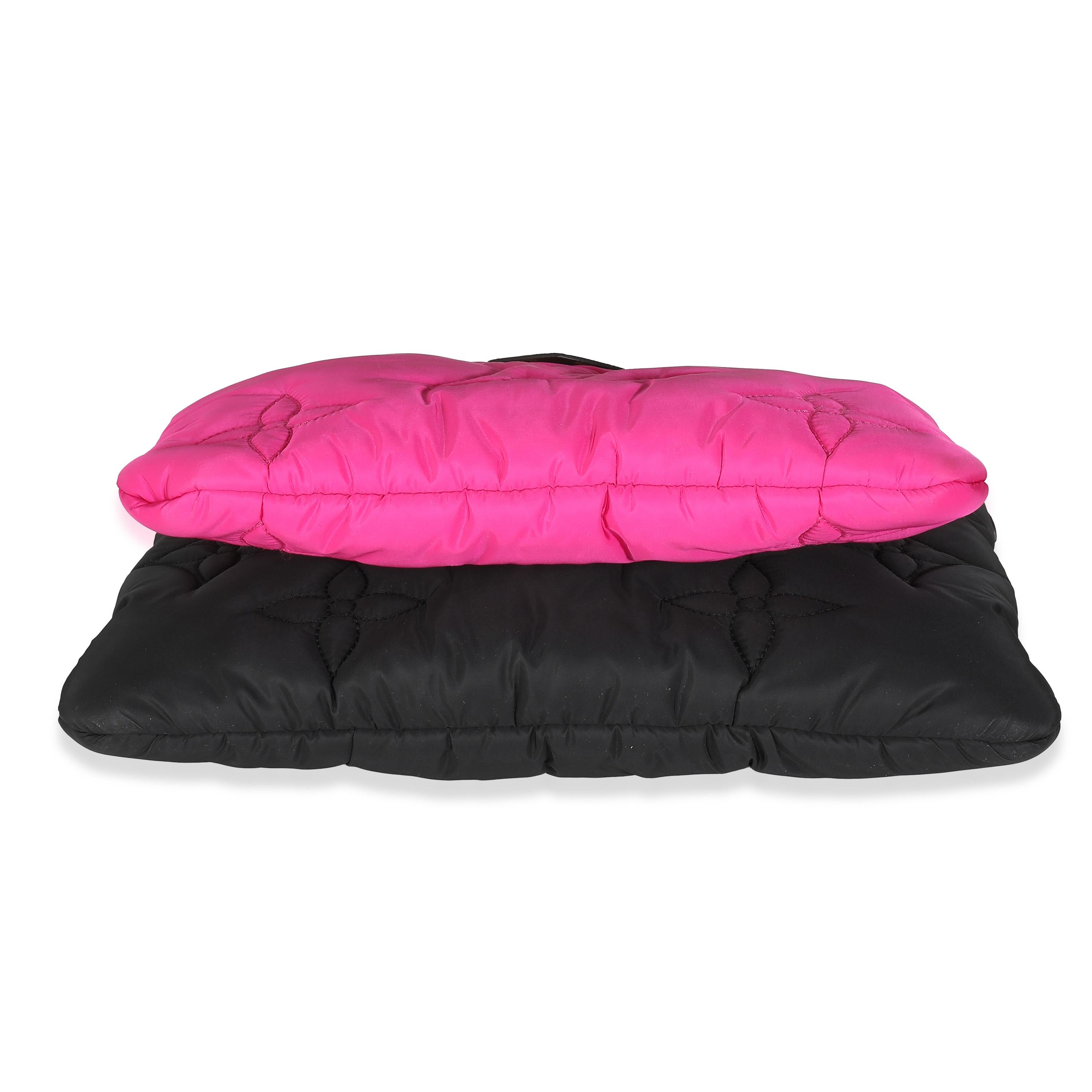 Listing Title: Louis Vuitton Black Fuchsia Econyl Monogram Pillow Maxi Multi Pochette Accessori
SKU: 140103
Condition: Pre-owned 
Handbag Condition: Excellent
Condition Comments: Item is in excellent condition and displays light signs of wear.  