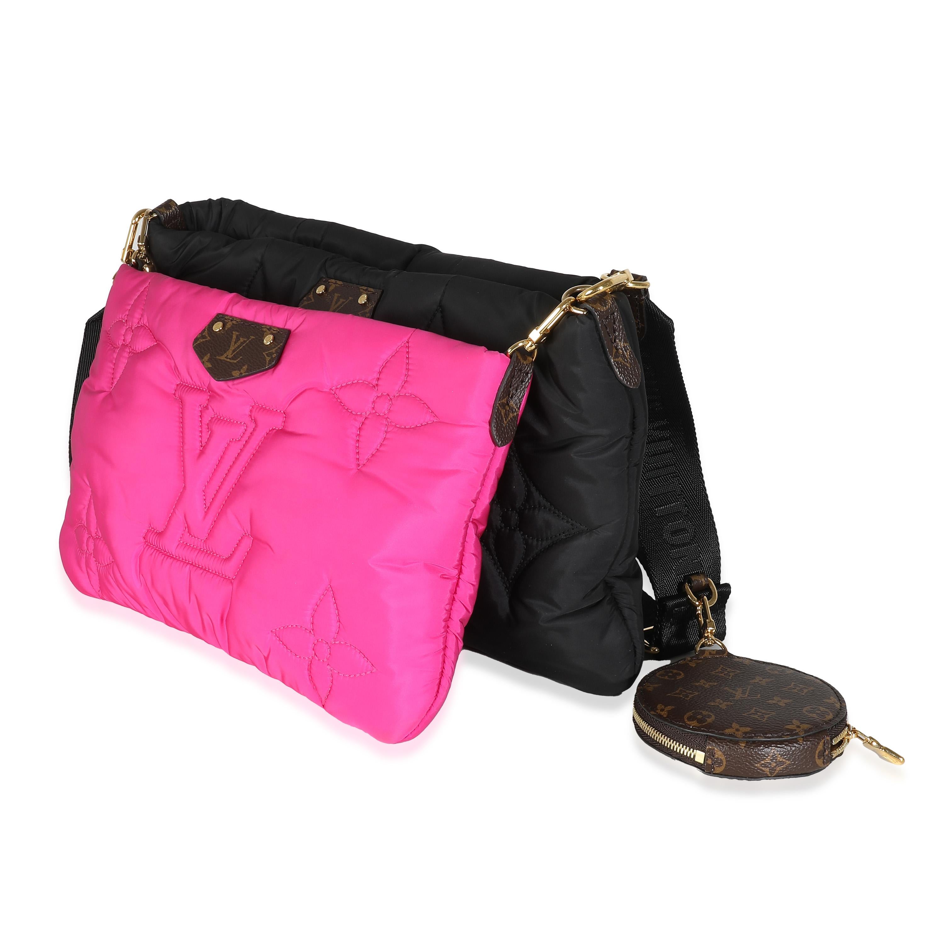 Louis Vuitton Black Fuchsia Econyl Monogram Maxi Multi Pochette Accessories In Excellent Condition In New York, NY