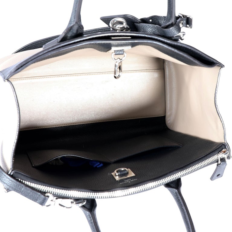 Louis Vuitton Black And Galet Taurillon City Steamer MM Silver