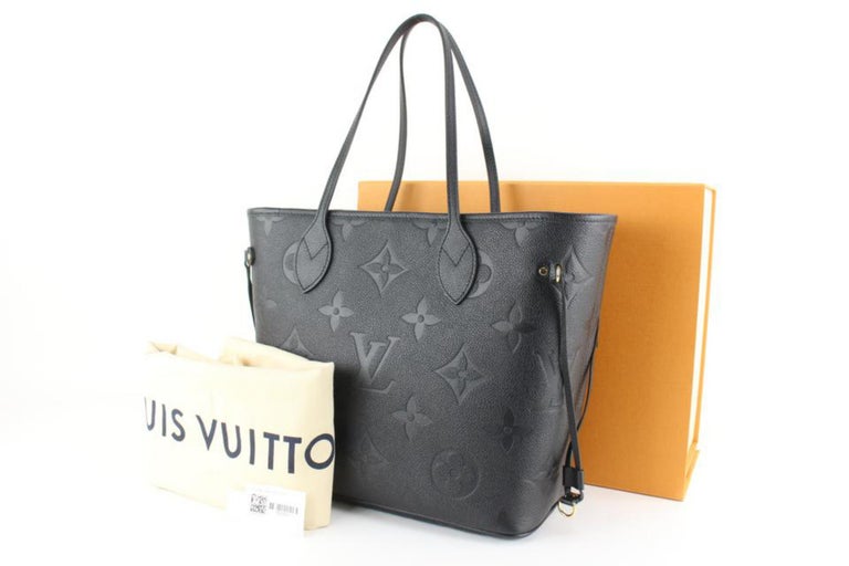 Louis Vuitton Black Giant Monogram Empreinte Neverfull MM Tote Bag