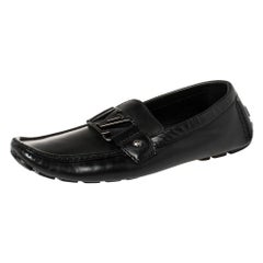 Louis Vuitton Black Glossy Leather Montaigne Moccasins Size 39.5