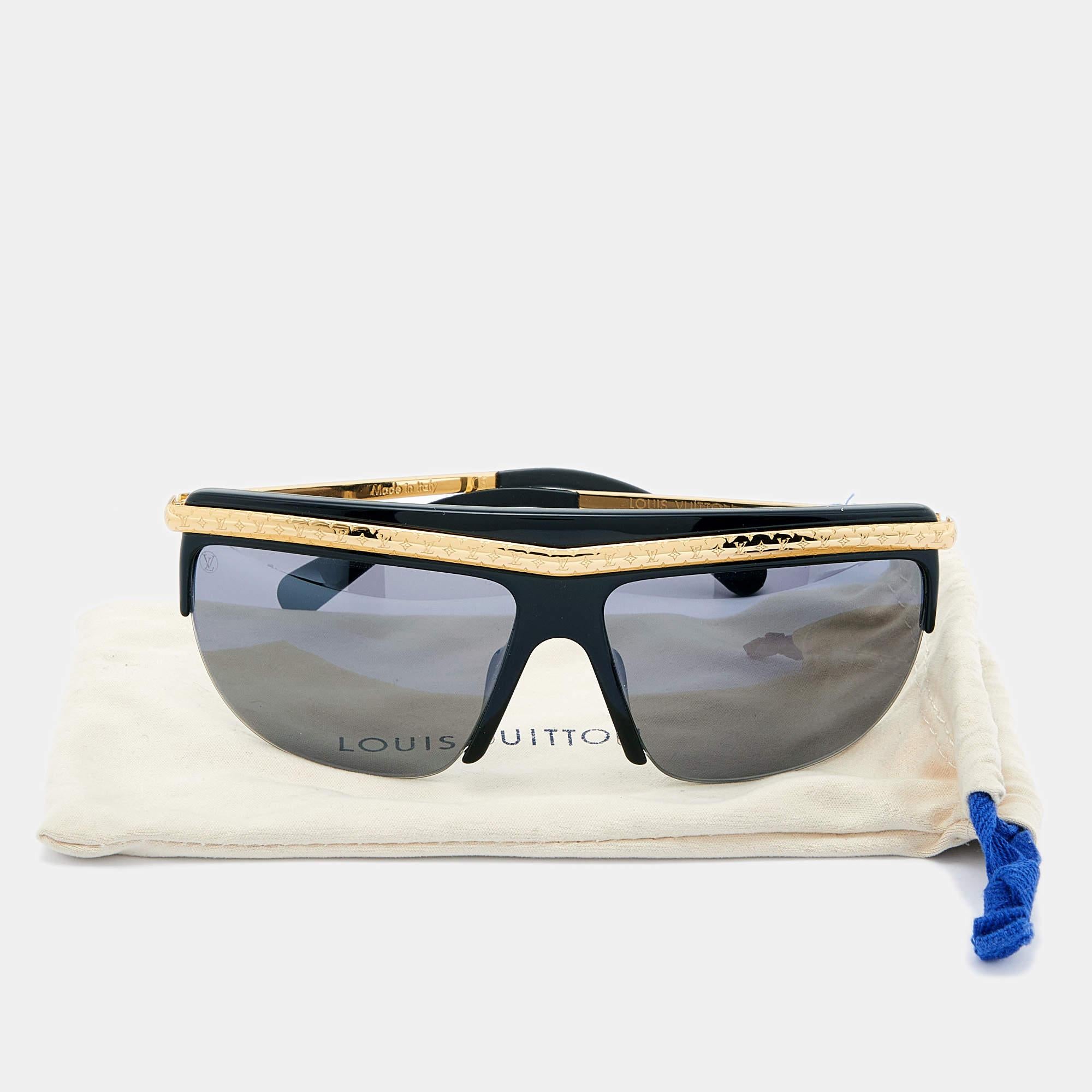 Women's Louis Vuitton Black & Gold/Black Z0952E Rectangle Sunglasses