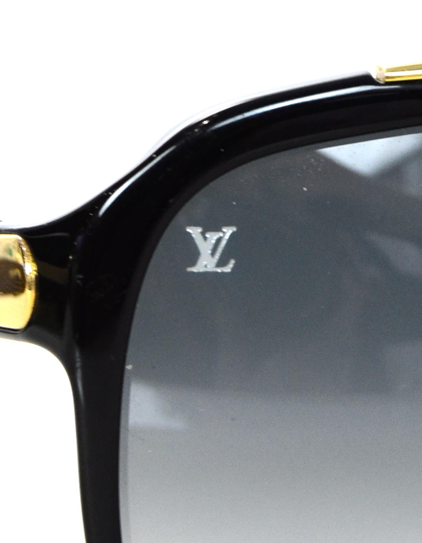 Women's or Men's Louis Vuitton Black/Gold Evidence Aviator Sunglasses w. Box & Case