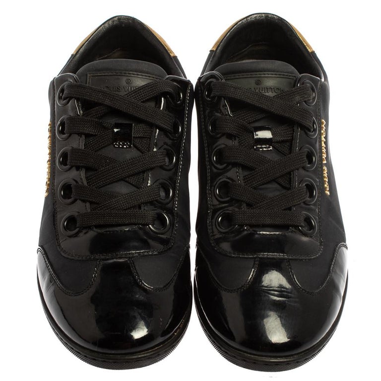 Louis Vuitton Black/Gold Nylon And Leather Low Top Sneakers Size