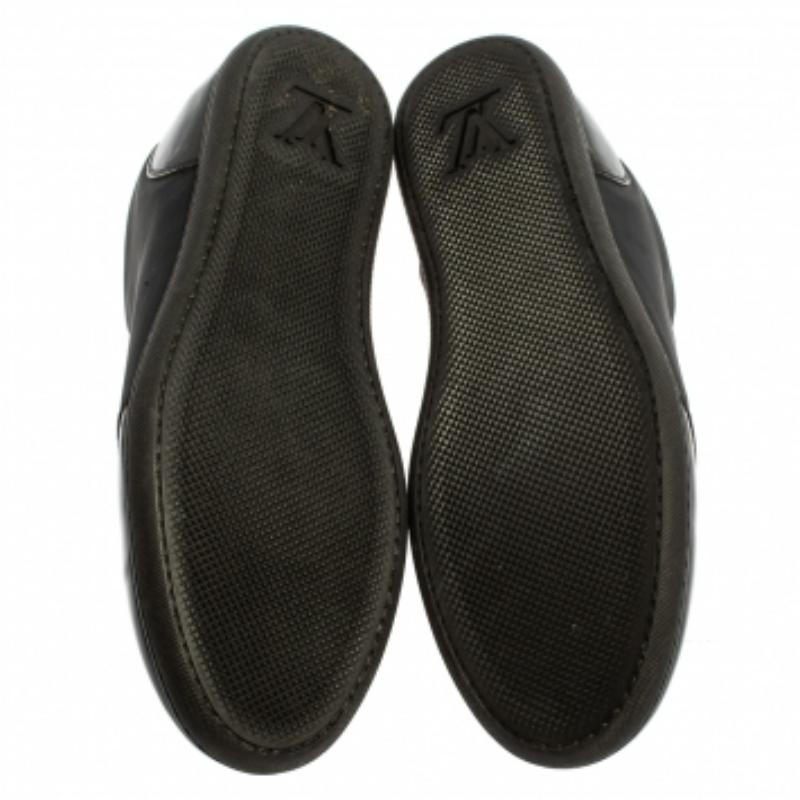 Louis Vuitton Black/Gold  Nylon And Leather Low Top Sneakers Size 36.5 In Fair Condition For Sale In Dubai, Al Qouz 2