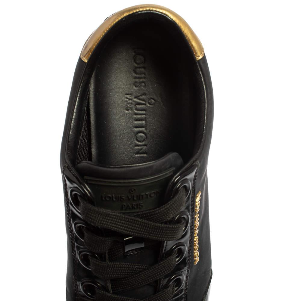 Women's Louis Vuitton Black/Gold Nylon And Leather Low Top Sneakers Size 36.5 For Sale