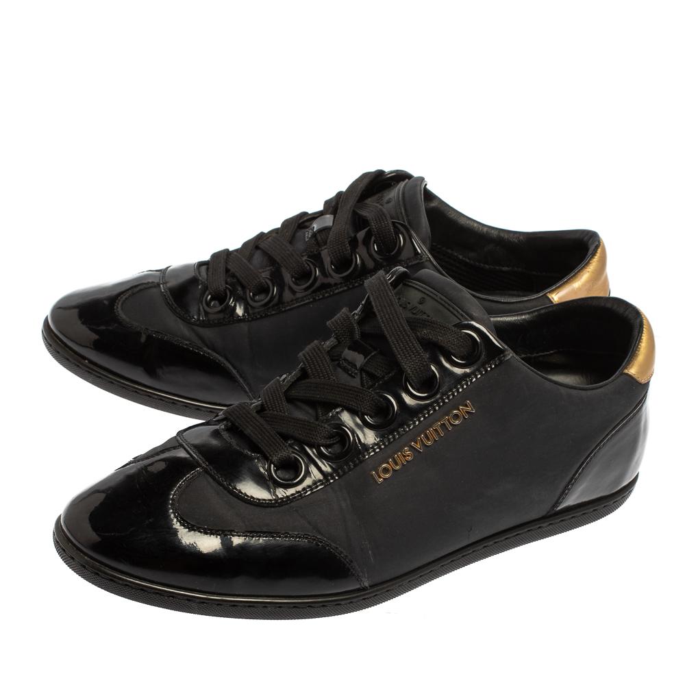 Women's Louis Vuitton Black/Gold Nylon And Leather Low Top Sneakers Size 36.5 For Sale