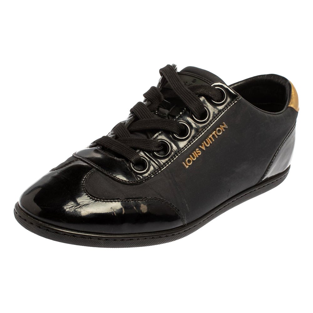 Louis Vuitton Low Top Sneakers aus Nylon und Leder in Schwarz/Gold Größe 36,5