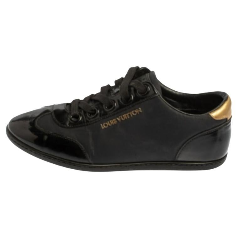 Louis Vuitton Black/Gold  Nylon And Leather Low Top Sneakers Size 36.5 For Sale