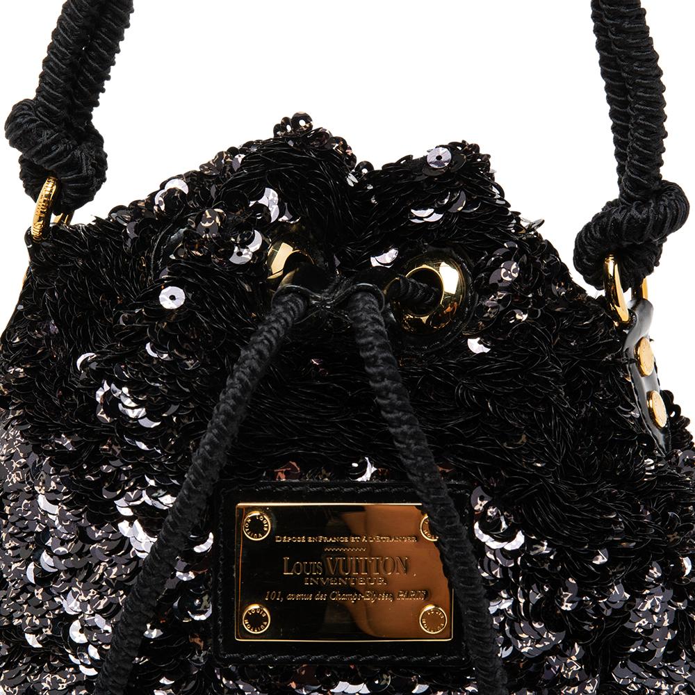 Louis Vuitton Black/Gold Sequins Mini Noe Rococo Bag 7