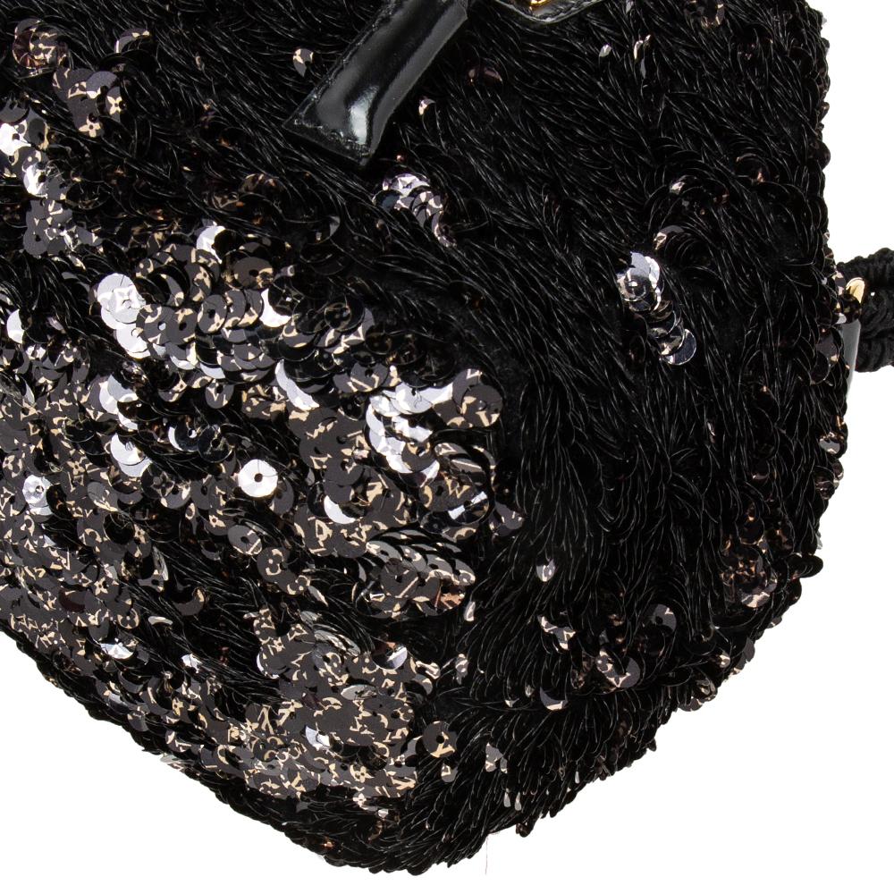 Louis Vuitton Black/Gold Sequins Mini Noe Rococo Bag 4