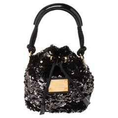 Louis Vuitton Black/Gold Sequins Mini Noe Rococo Bag