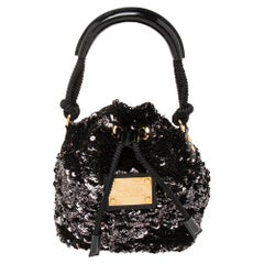 Louis Vuitton Black/Gold Sequins Mini Noe Rococo Bag