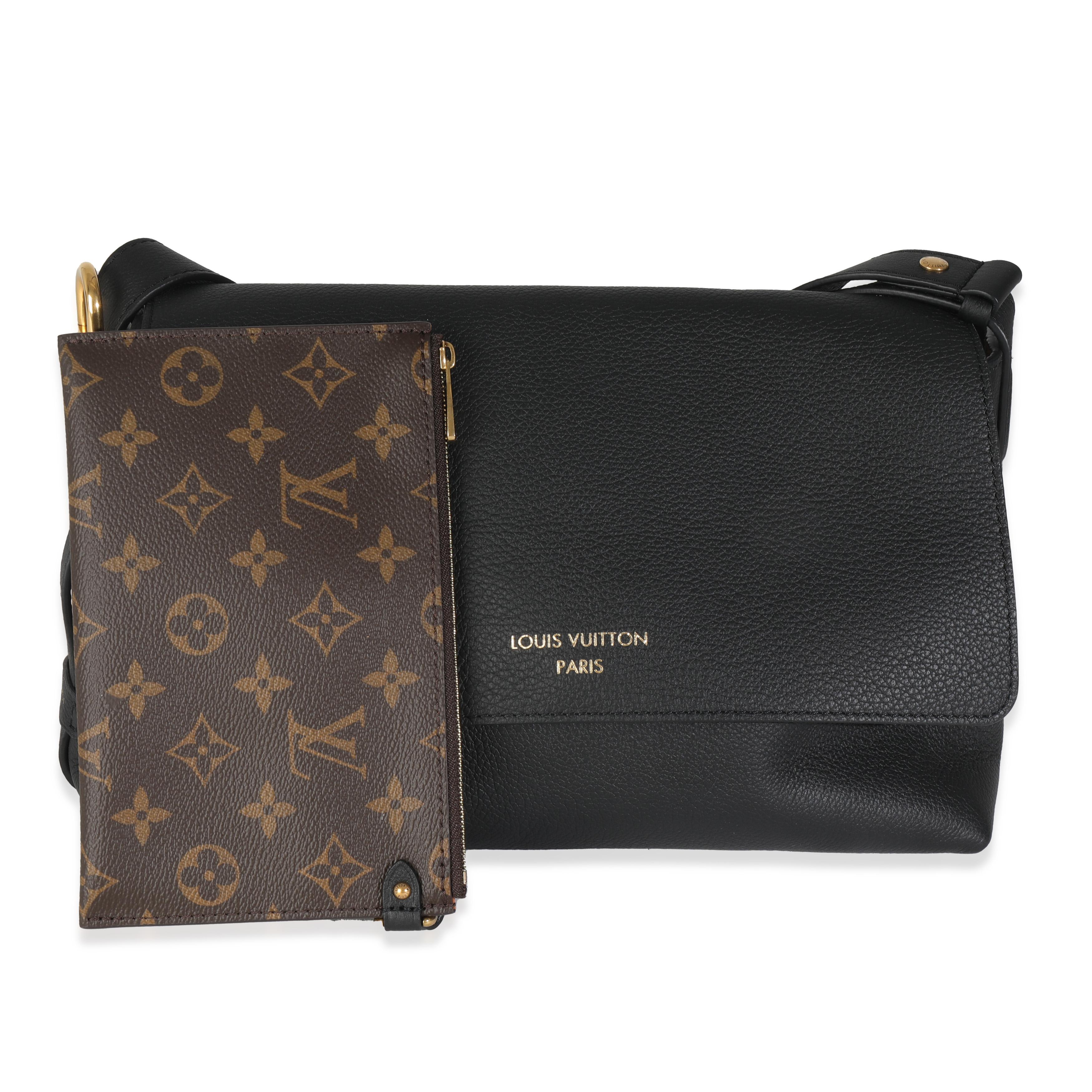 Louis Vuitton Black Grained Calf Leather Low Key Messenger For Sale 2