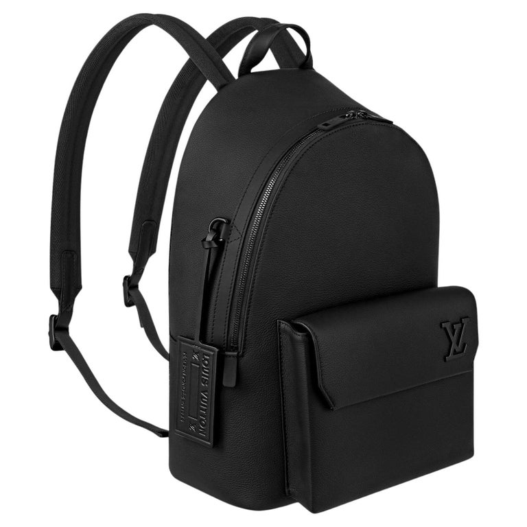 Louis Vuitton Black grained calf leather LV Aerogram Backpack For Sale