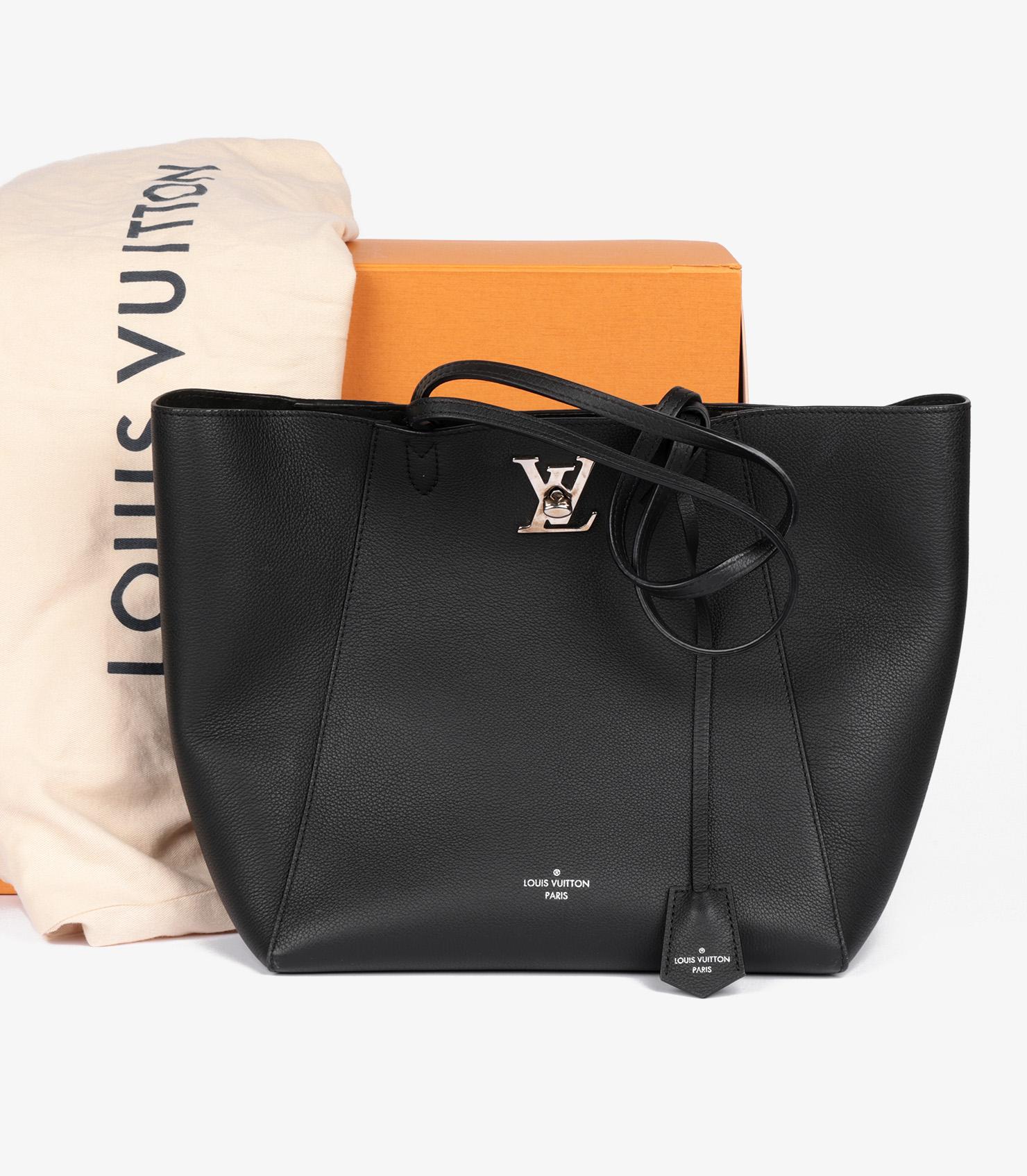 Louis Vuitton Black Grained Calfskin Leather Lockme Shopper Bag For Sale 7