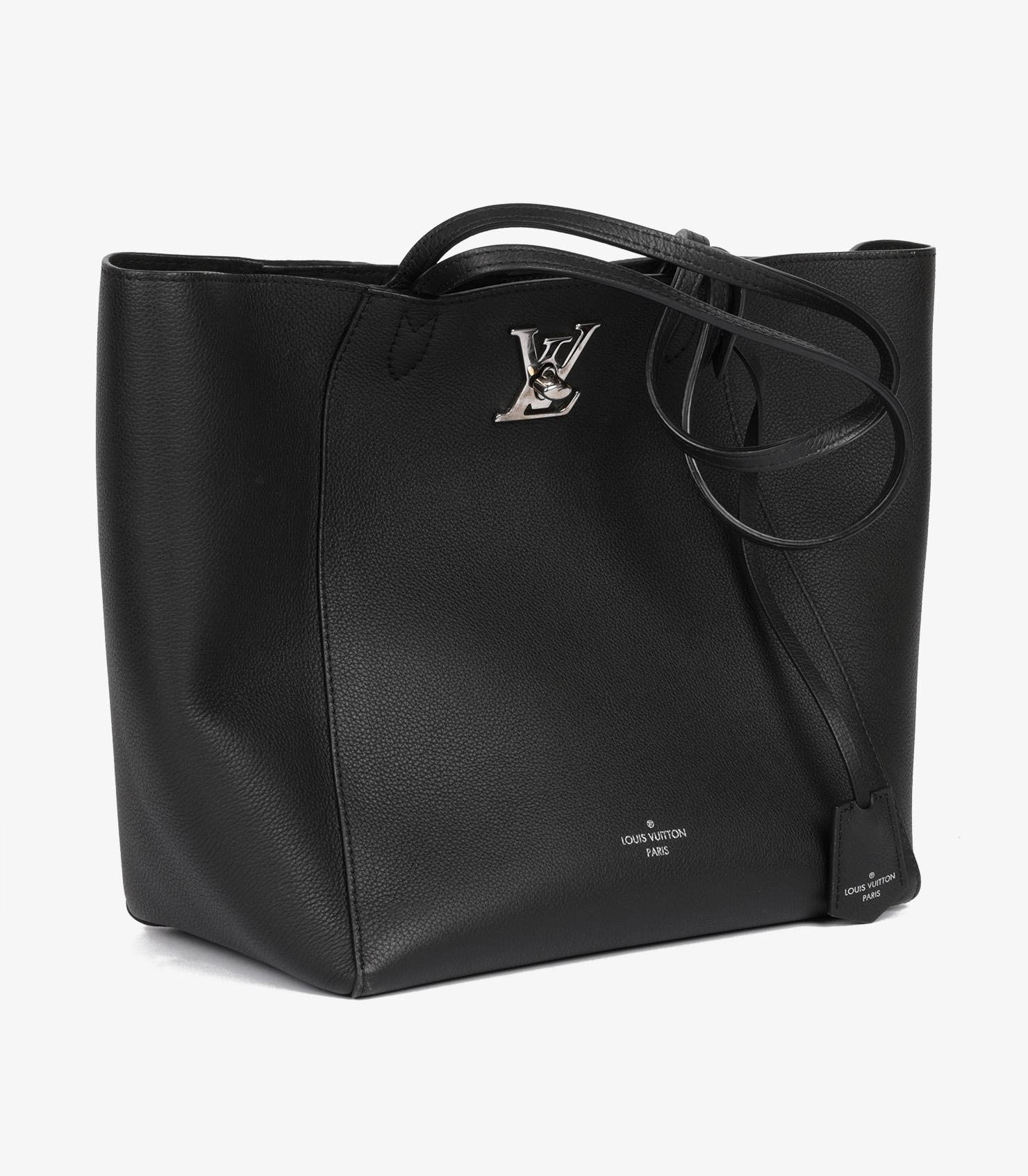 Louis Vuitton Black Grained Calfskin Leather Lockme Shopper Bag In Excellent Condition For Sale In Bishop's Stortford, Hertfordshire