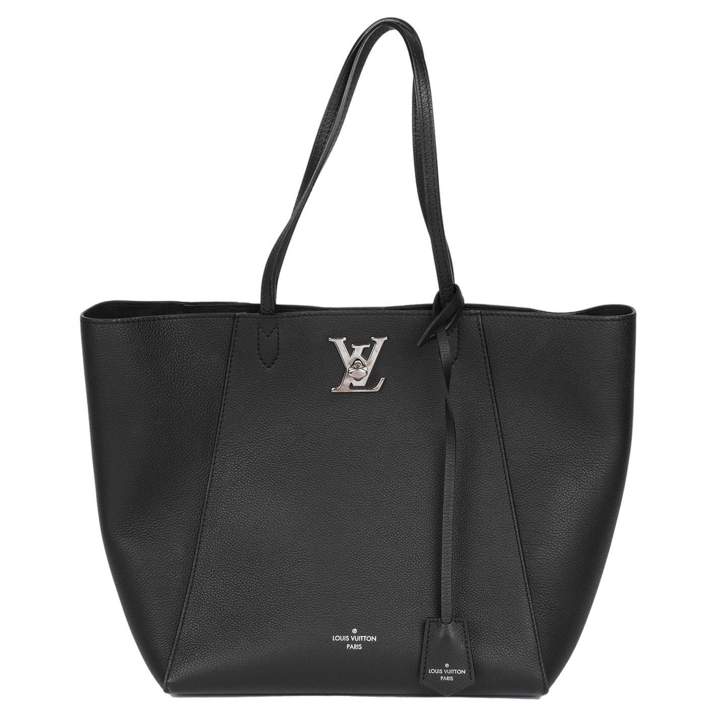 Louis Vuitton Black Grained Calfskin Leather Lockme Shopper Bag For Sale