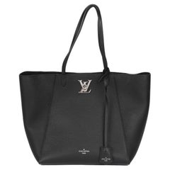 Used Louis Vuitton Black Grained Calfskin Leather Lockme Shopper Bag