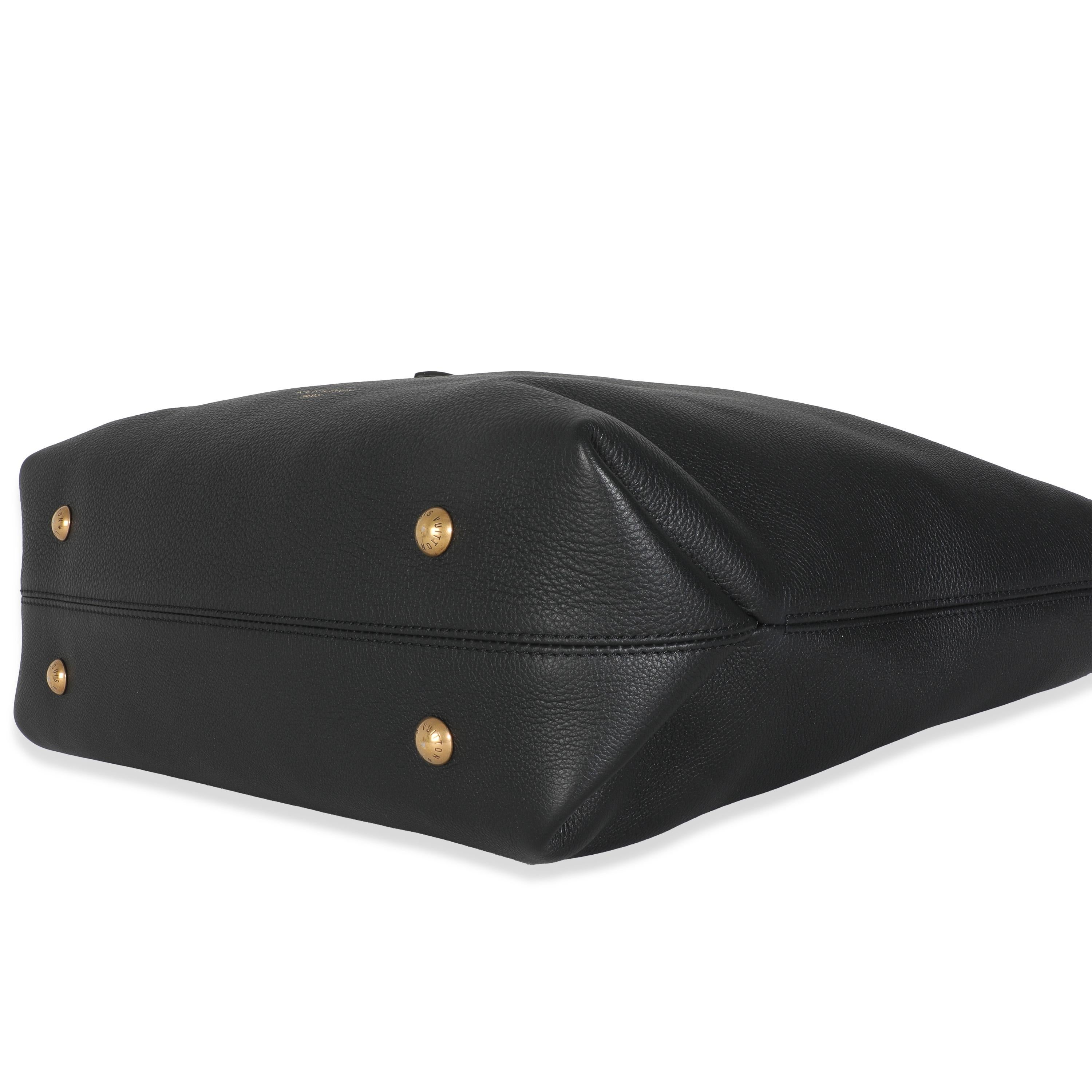 Louis Vuitton Black Grained Calfskin Low Key Cabas MM For Sale 1