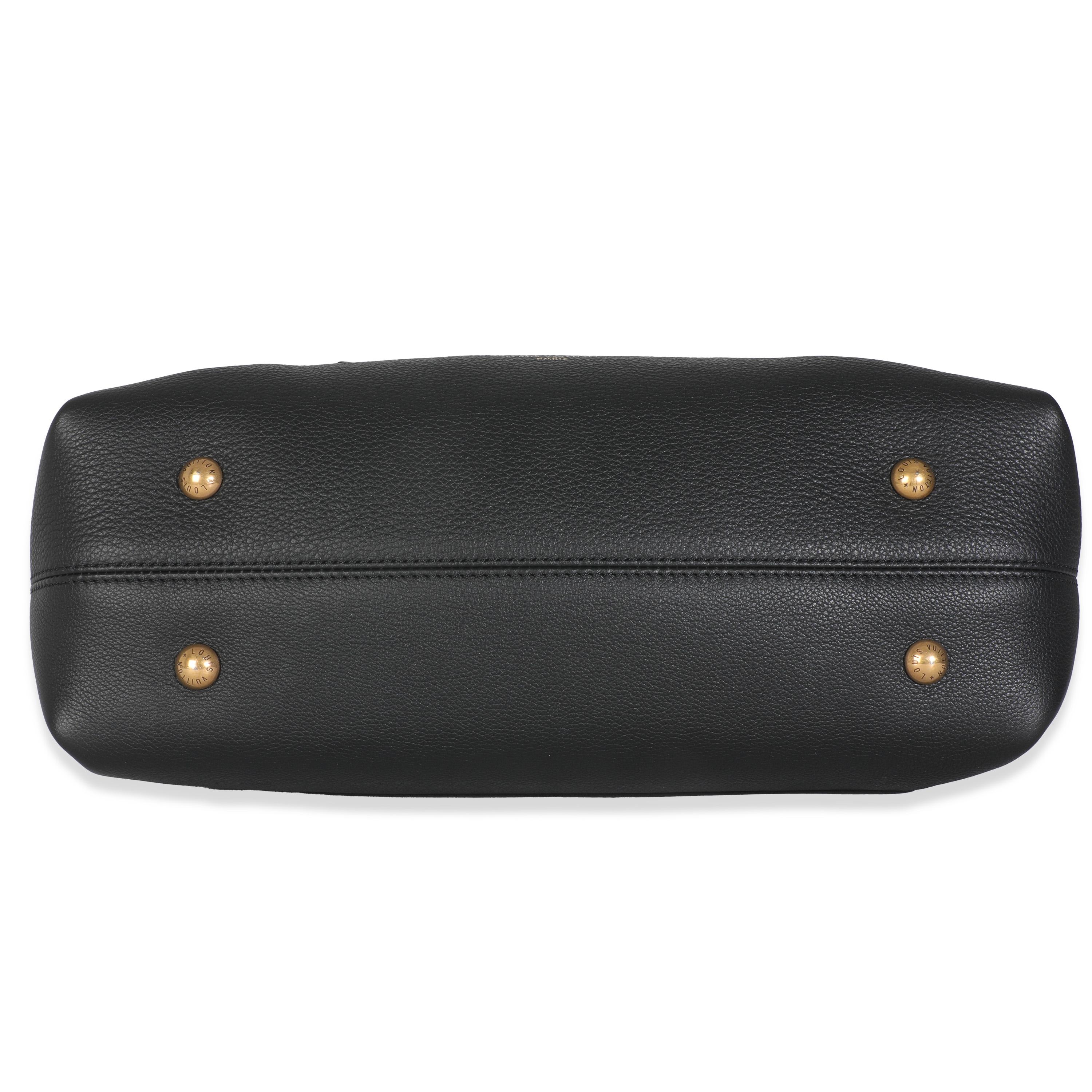 Louis Vuitton Black Grained Calfskin Low Key Cabas MM For Sale 3