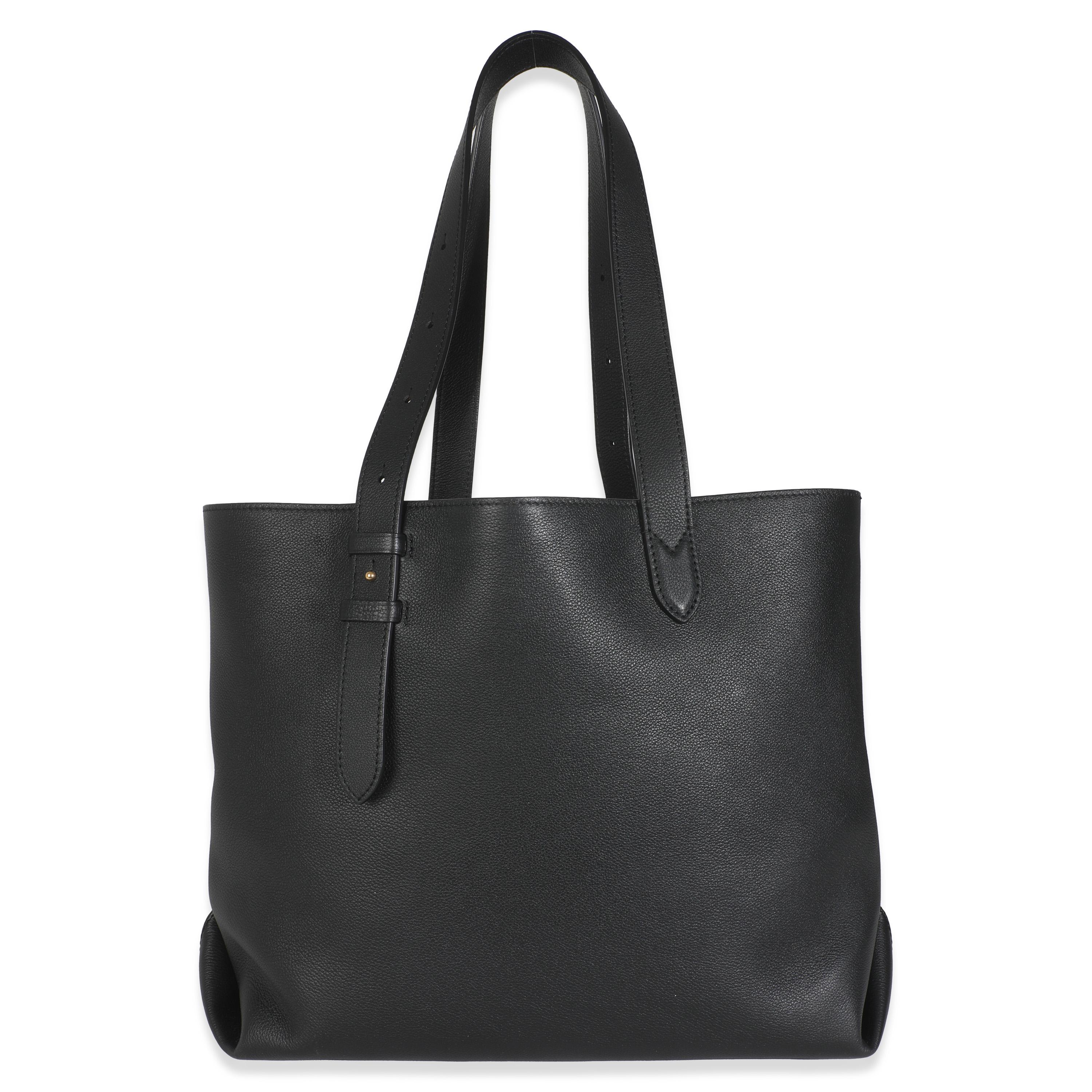 Louis Vuitton Black Grained Calfskin Low Key Cabas MM For Sale 4