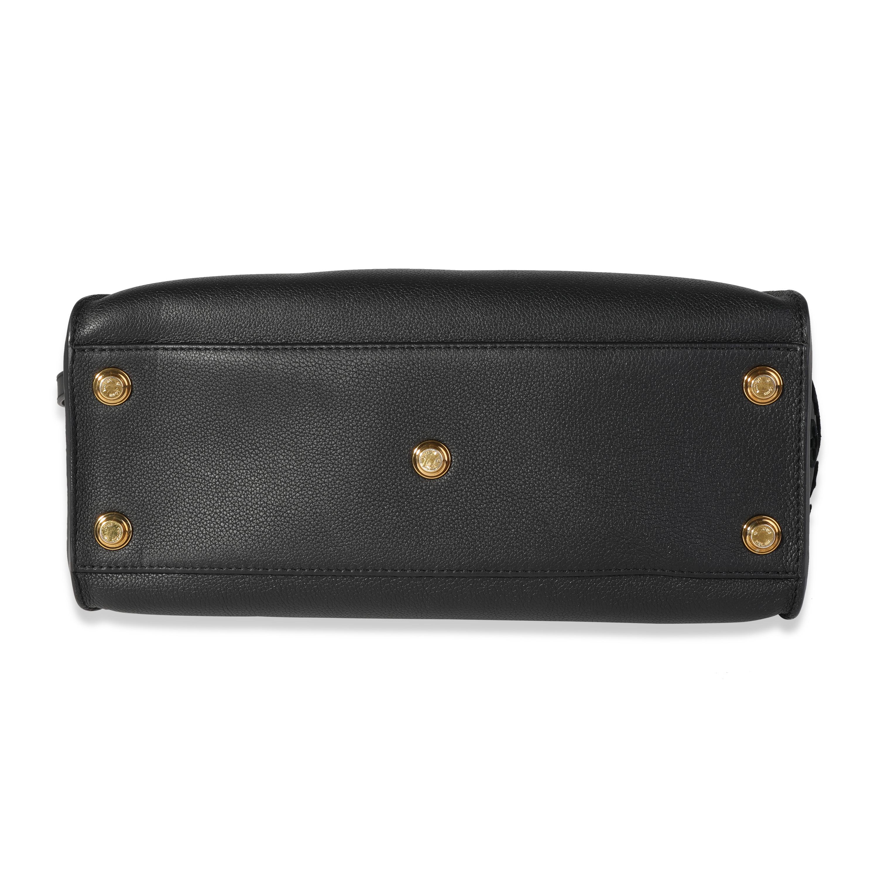 Louis Vuitton Black Grained Calfskin & Tufted Monogram On My Side MM For Sale 1