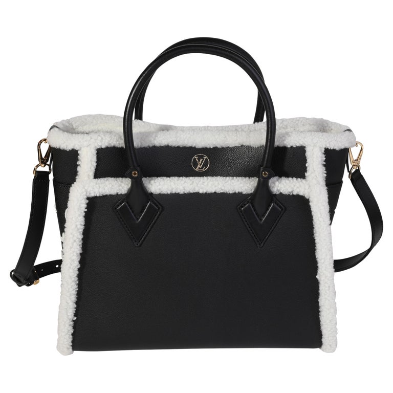 Louis Vuitton Black Grained Calfskin and White Shearling Monogram On My  Side MM For Sale at 1stDibs