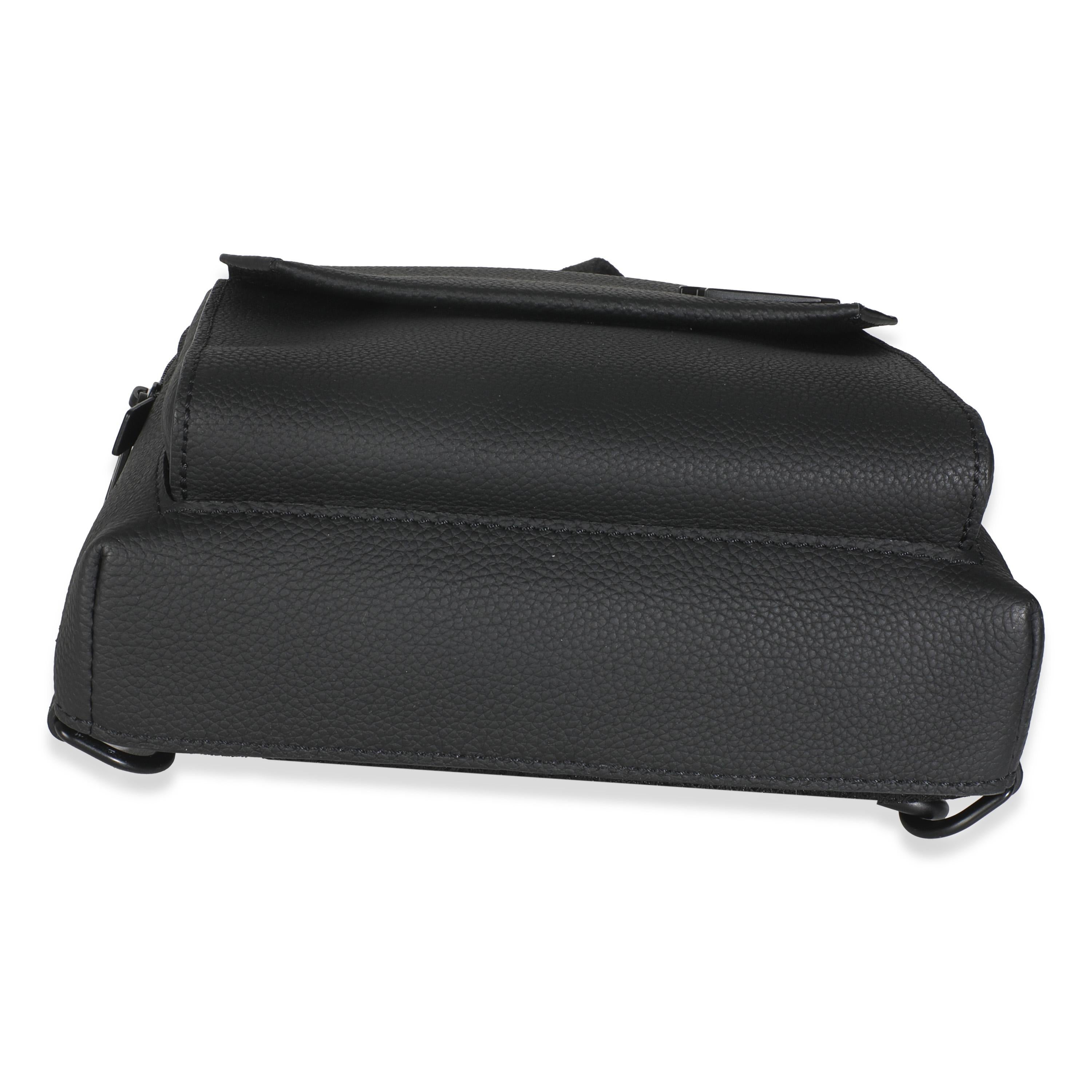 Louis Vuitton Black Grained Cowhide Aerogram Pilot Slingbag For Sale 4