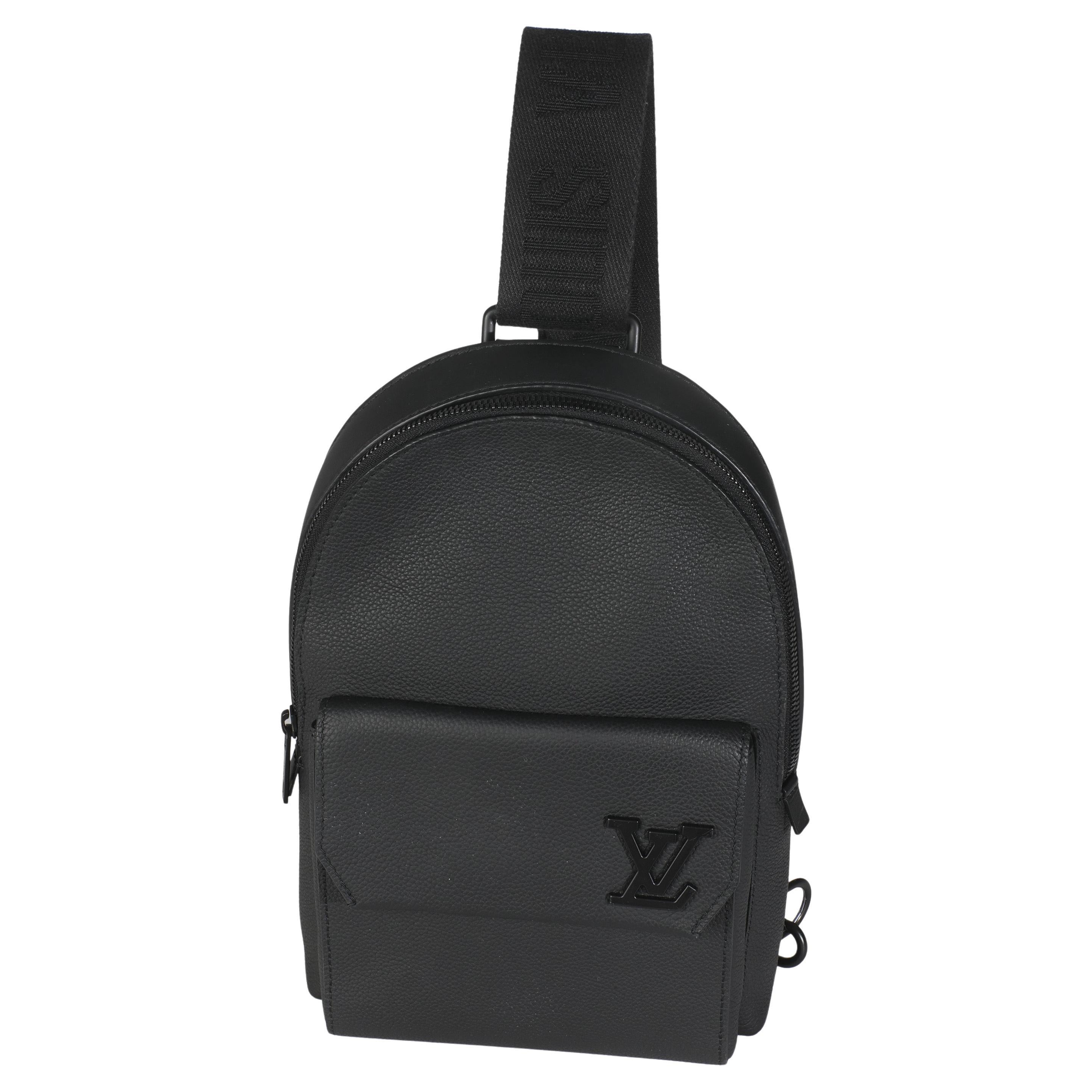 Louis Vuitton Black Grained Cowhide Aerogram Pilot Slingbag For Sale
