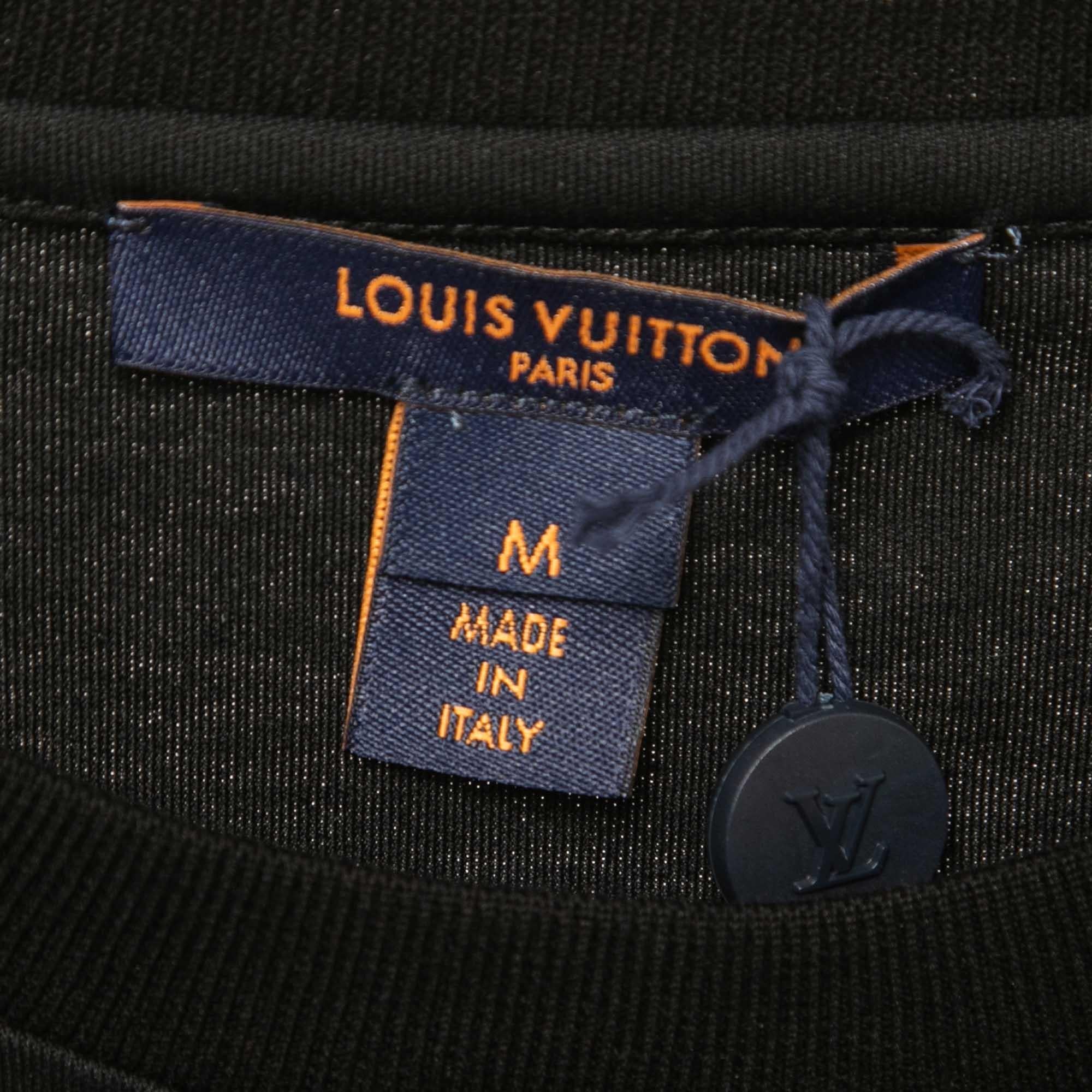 Women's Louis Vuitton Black Graphic Print Cotton Chain Crew Neck T-Shirt M