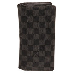 Louis Vuitton Black Graphite Damier Canvas Brazza Wallet with silver-tone