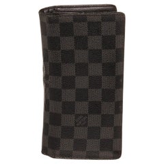 Louis Vuitton Black Graphite Damier Canvas Brazza Wallet with silver-tone 